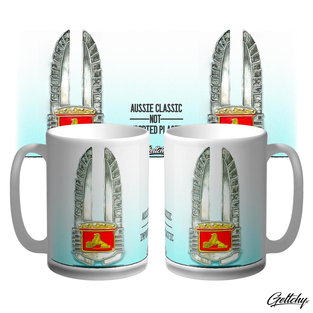 Geltchy | 48-215 FX Holden GMH Car Badge Street Machine Australian Classic Car Illustrated 15oz Collector Coffee Mugs