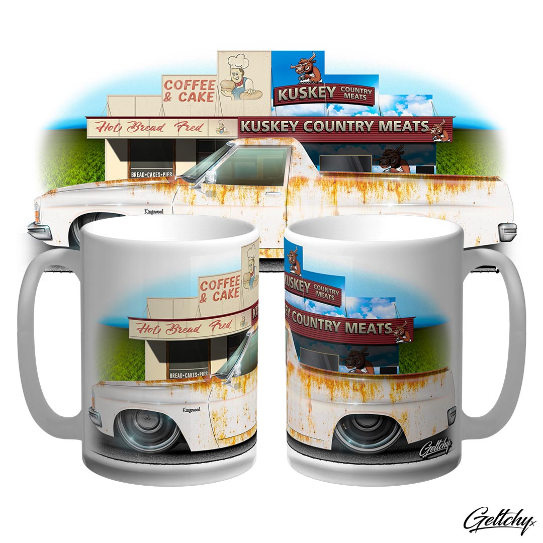 Geltchy | Gin Gin Queensland Rusty HJ Ute 15oz Large Illustrated Coffee Mug - A Taste of Australia's Heart