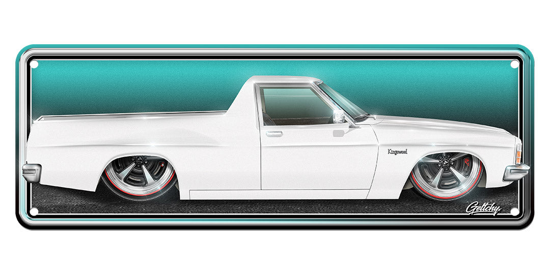 Geltchy | HOLDEN HX KINGSWOOD Ute Number Plate, the ultimate addition to your collection of automotive memorabilia