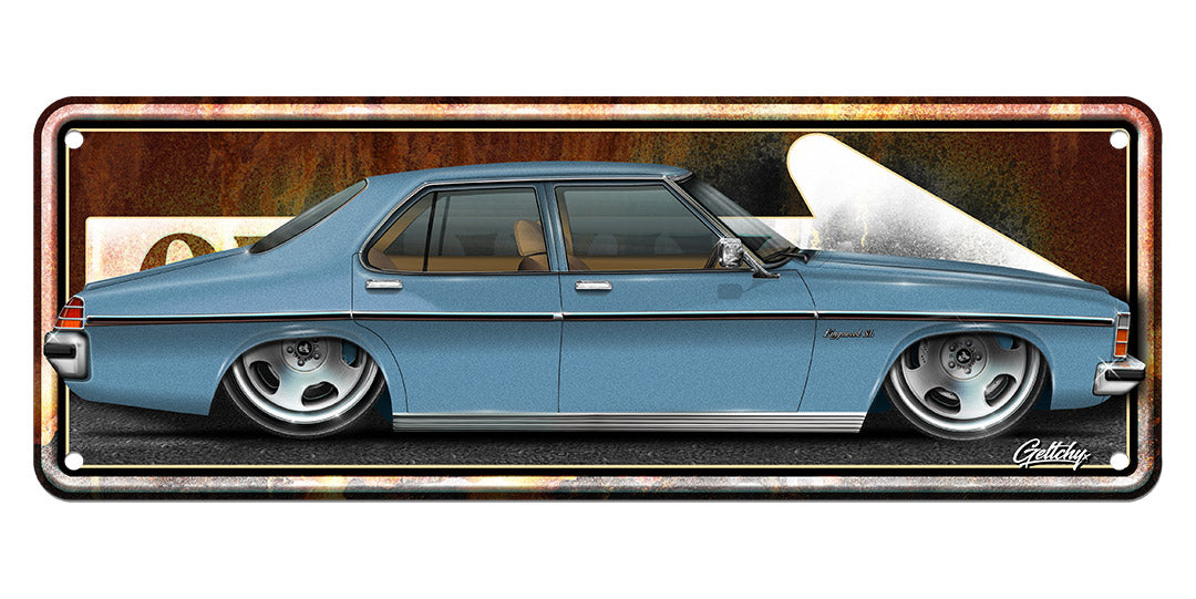 Geltchy | HOLDEN HZ Kingswood SL Atlantic Blue Man Cave One Way Sign