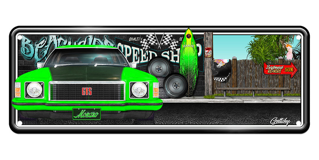 Geltchy | HX HOLDEN Green Monaro GTS Number Plate Street Machine Beachside Speed Shop License Plate Man Cave Sign