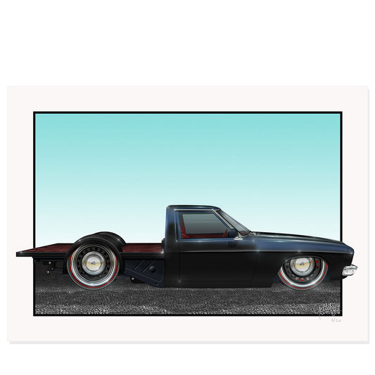 Geltchy | Holden HQ Custom One Tonner Street Machine Auto Art Man Cave Print in Black