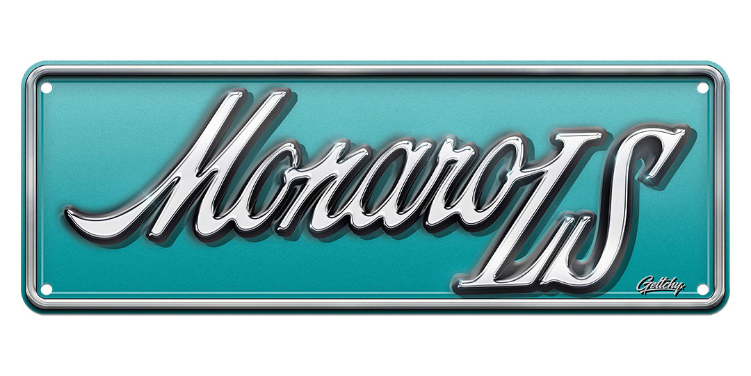 Geltchy | Illustrated Number Plate featuring the iconic Australian Rare Monaro LS Car Badge