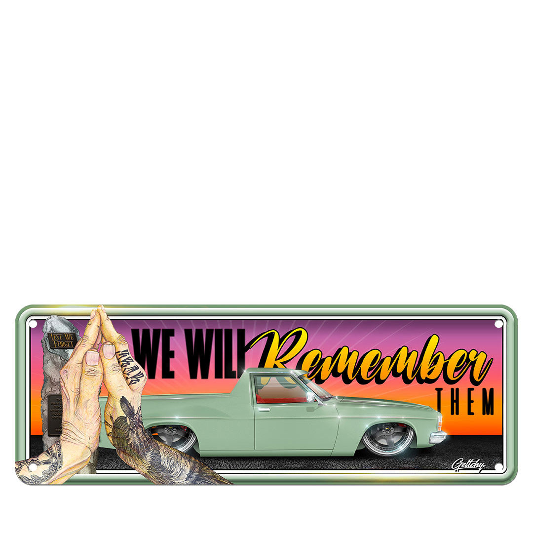 Geltchy | REMEMBER Holden Ute ANZAC Number Plate Man Cave Sign