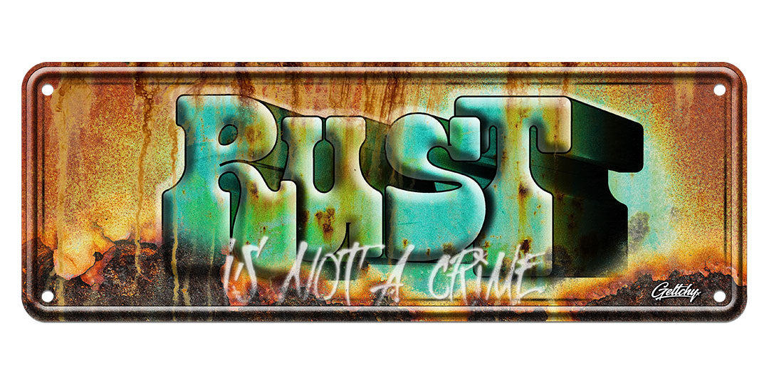 Geltchy | RUST Is Not A Crime Man Cave Novelty Aussie Number Plate