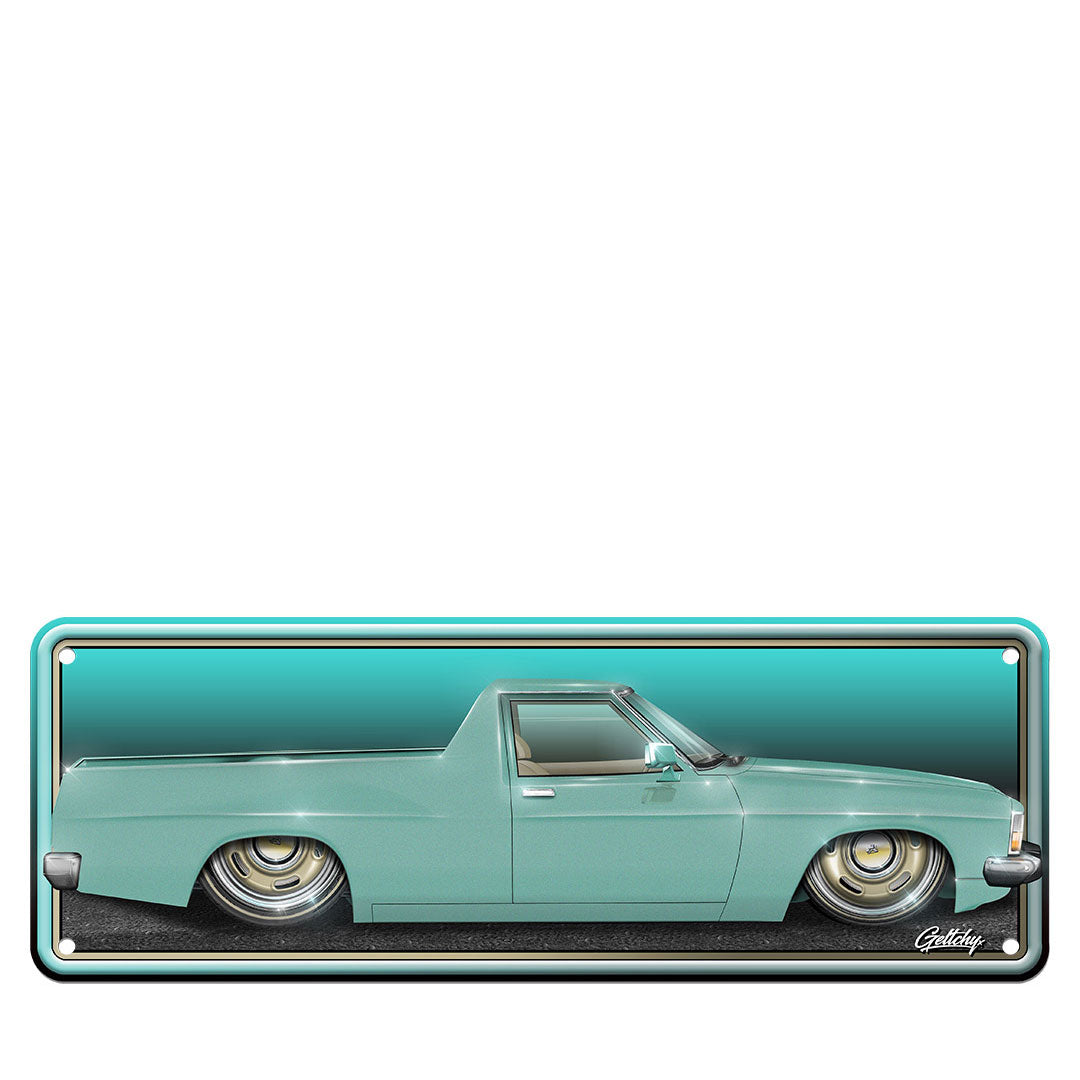 Geltchy | WB Holden Sage Green Ute Man Cave Auto Art Aussie Number Plate Slammed Street Machine Sign