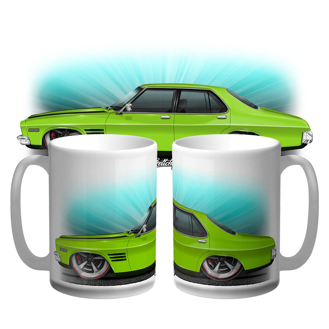 Geltchy | Holden HQ SS Lettuce Alone Green Street Machine Sedan 15oz Large Auto Art Coffee Mug