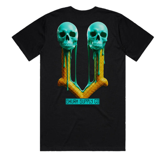 ISCREAM ice cream skull t-shirt back print turquoise skulls waffle cone design 220GSM SMVRK SUPPLY CO Australian made tee