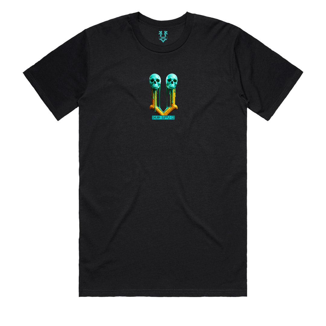 ISCREAM ice cream skull men's black t-shirt front view 220GSM heavy cotton SMVRK SUPPLY CO Australian made punk apparel