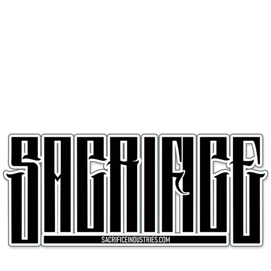 SACRIFICE RITUAL industrial hardcore sticker with blocky font design, UV DTF decal technology, Australian made by SACRIFICE Industries