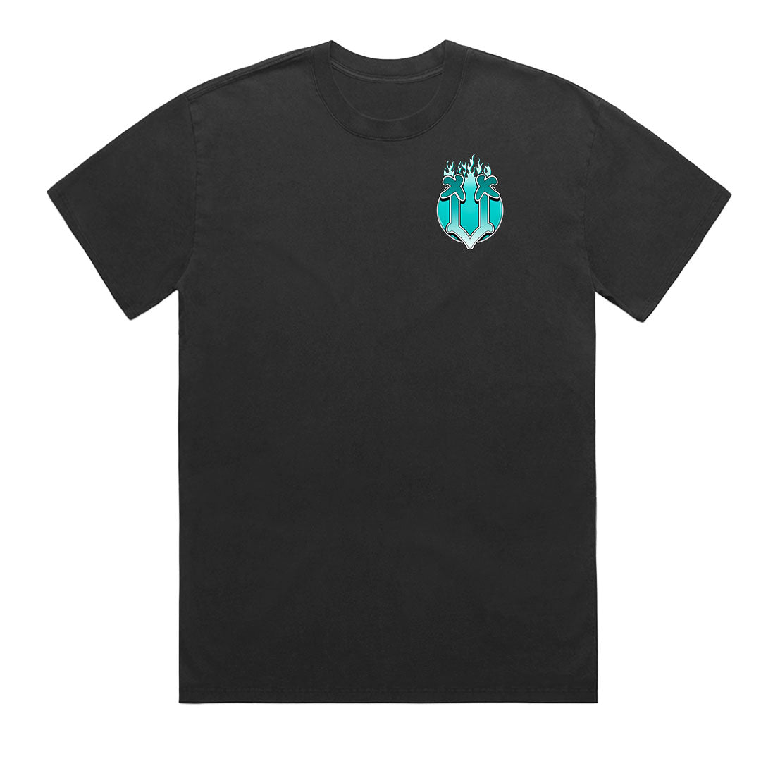 SMVRK Supply Co YEAH BUD Simmons Men's Faded Black Premium Heavyweight T-Shirt more than just apparel it's a statement - Front Detail