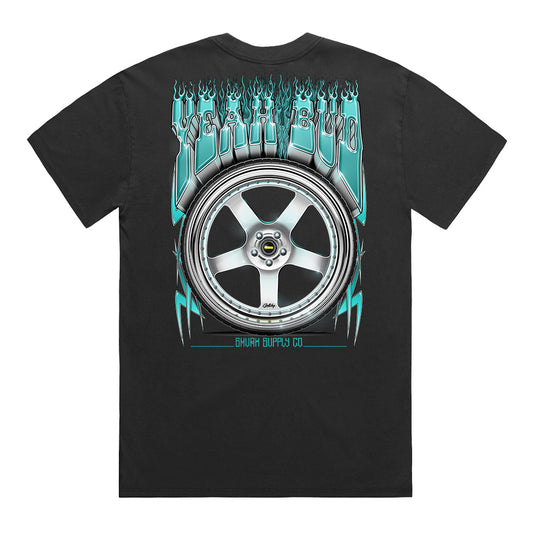 SMVRK Supply Co YEAH BUD Simmons Men's Faded Black Premium Heavyweight T-Shirt more than just apparel it's a statement