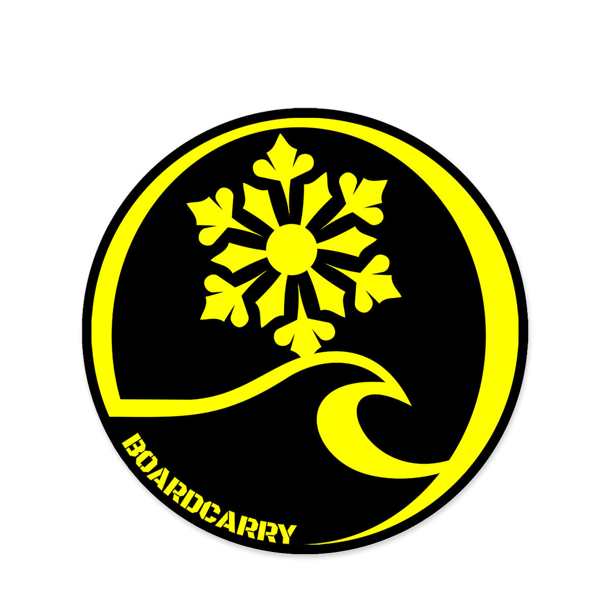 Boardcarry sticker, premium round UV DTF sticker Australia made, durable weatherproof sticker for surfers on hard surfaces.