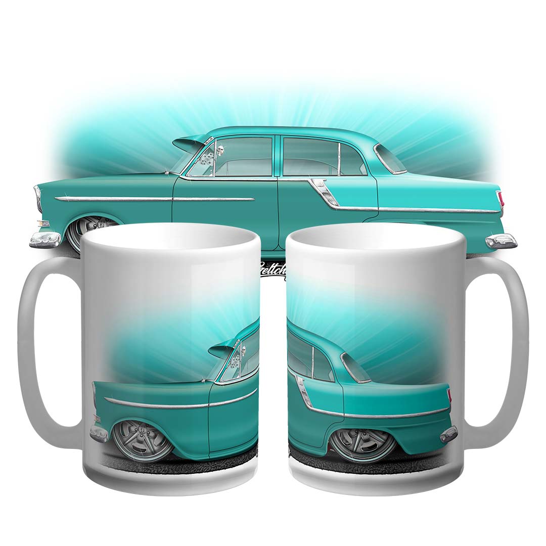 FC Holden Ice Green over Olinda Green 15oz limited edition Australian made coffee mug with hand‑illustrated classic Holden artwork by Geltchy