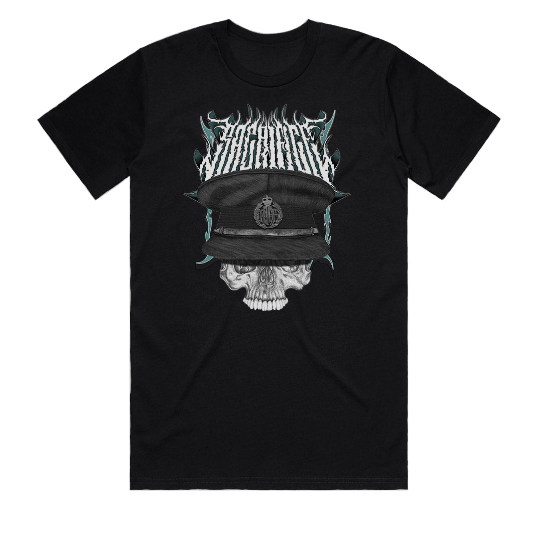 RAAF ANZAC Skull Tee Australia black mens shirt with hand-illustrated skull artwork by Geltchy