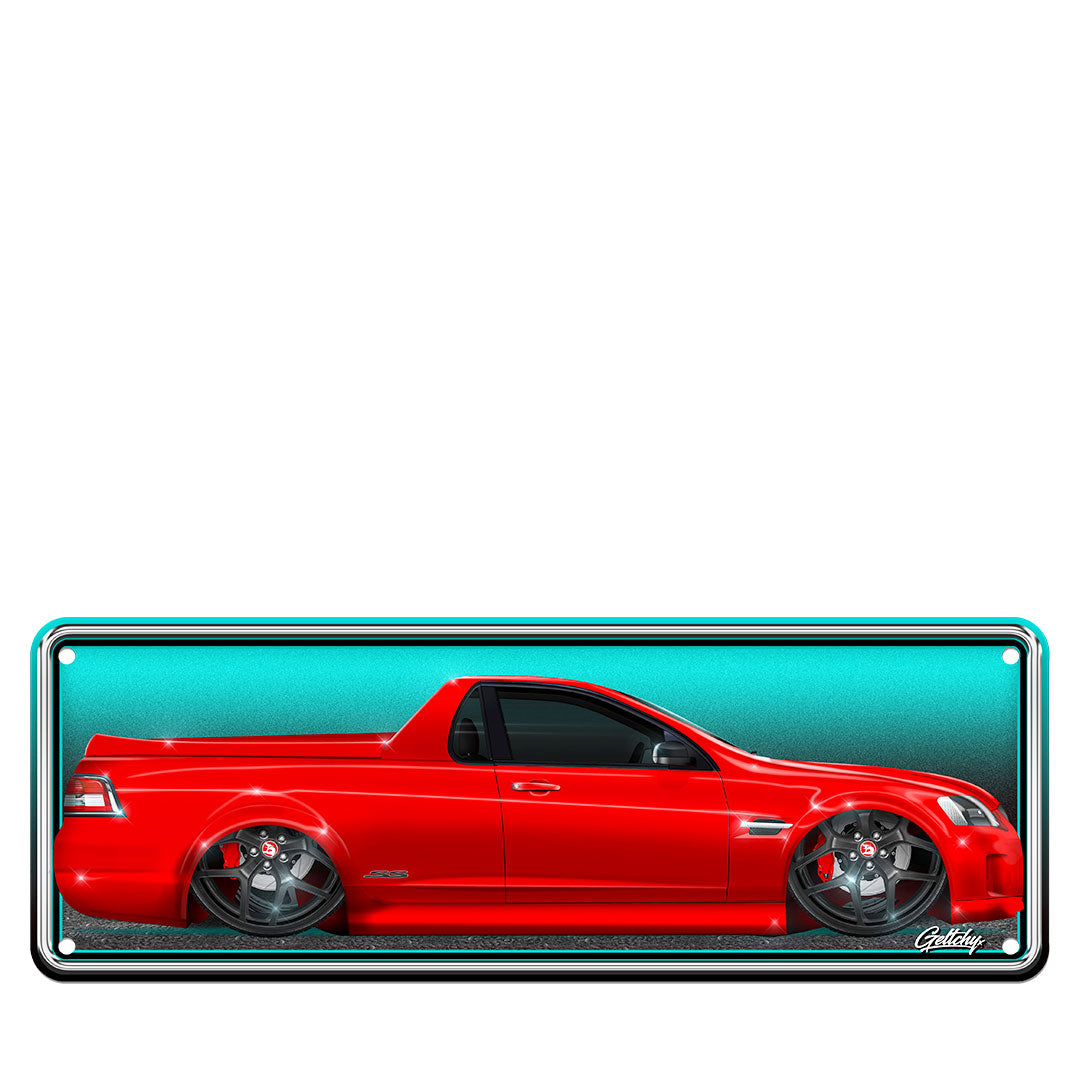 VE Commodore ute number plate sign custom option in Sting Red man cave wall decor (Australian standard size)