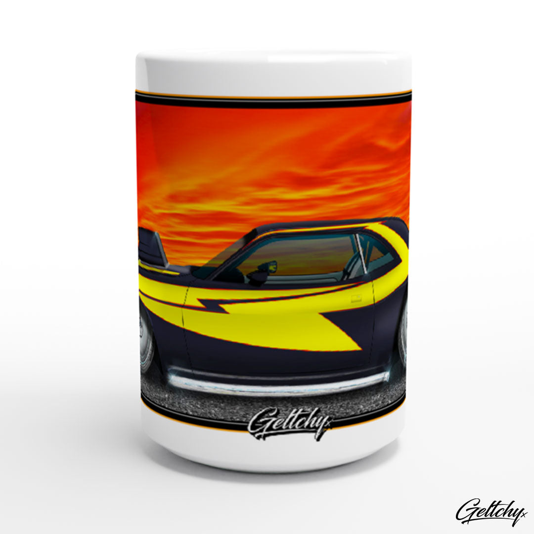 Geltchy | Geltchy FOX 1 1970 DODGE RT Challenger Running On Empty Aussie Cult Car Film Illustrated 15oz Premium Coffee Mug Gift-2