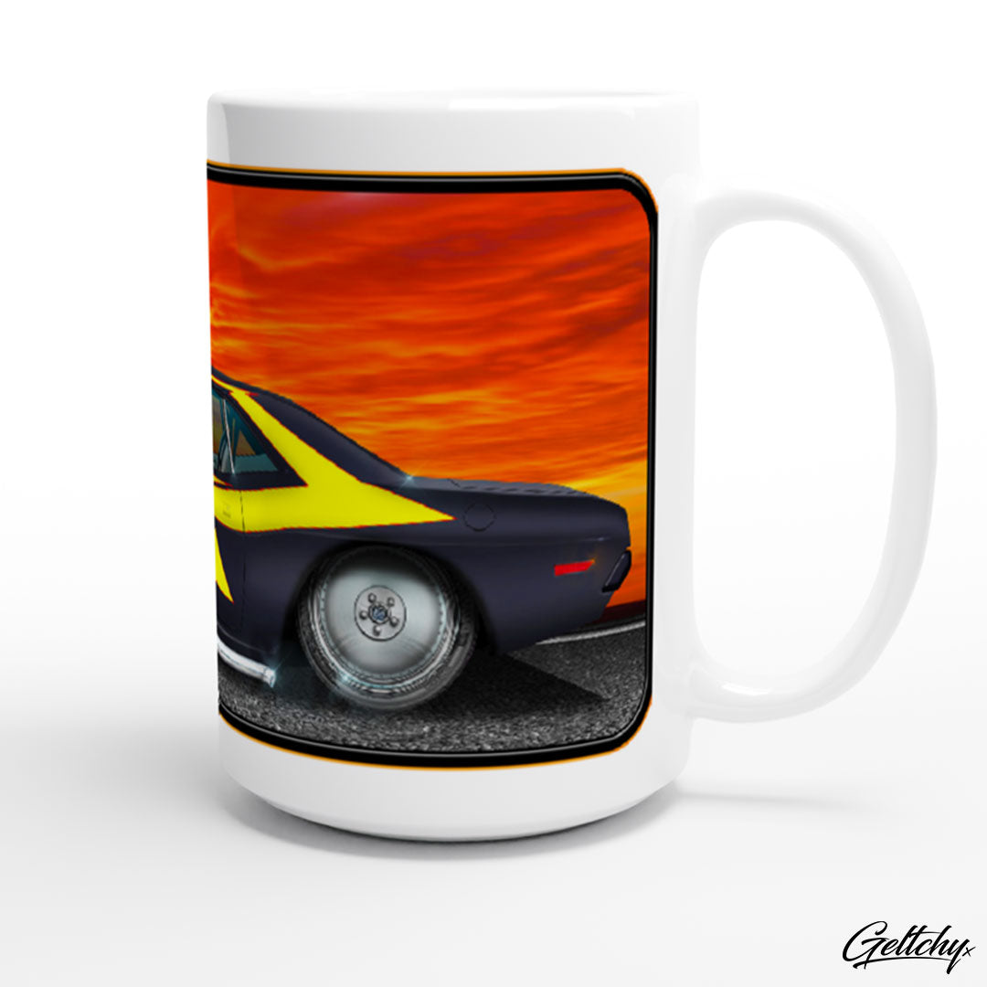 Geltchy | Geltchy FOX 1 1970 DODGE RT Challenger Running On Empty Aussie Cult Car Film Illustrated 15oz Premium Coffee Mug Gift-3