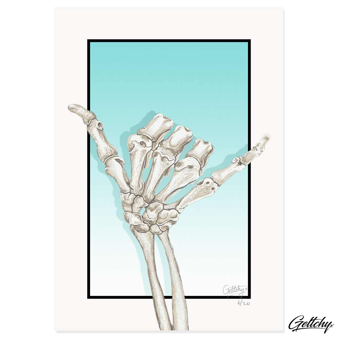 Geltchy | GOODVIBES Skeleton Hangloose Skeleton Hand Tattoo Artwork Illustrated Fine Art Print