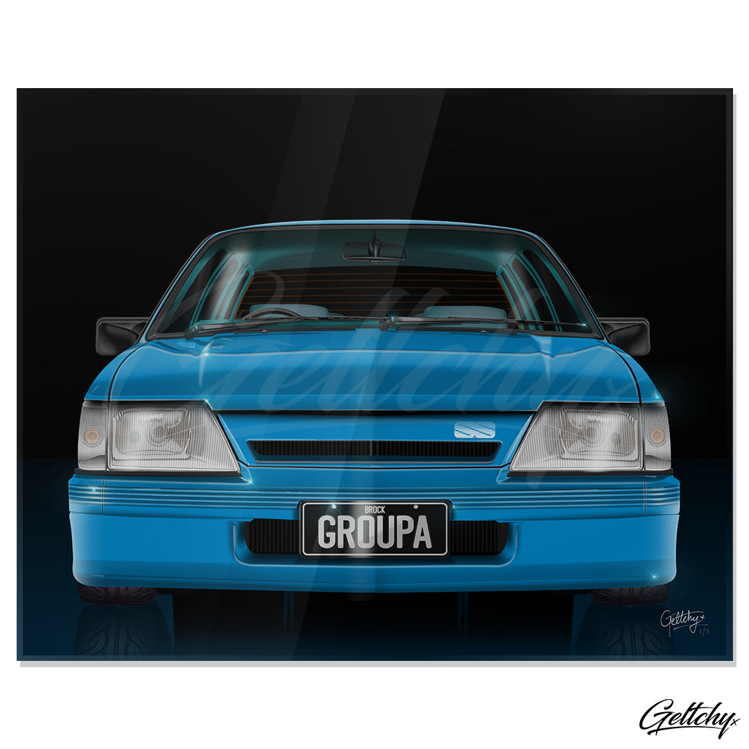 Geltchy | GROUP A SS Peter Brock GMH HDT VK Commodore Car Illustration Automotive Frameless Modern Contemporary Acrylic Plexiglass Artwork Print