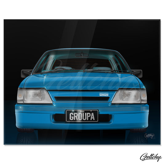 Geltchy | GROUP A SS Peter Brock GMH HDT VK Commodore Car Illustration Automotive Frameless Modern Contemporary Acrylic Plexiglass Artwork Print