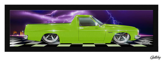 Geltchy | HX HOLDEN UTE Bar Runner Mat GMH Kingswood Panama Green Aussie Slammed V8 Street Machine Illustrated Car Man Cave Barware Gift