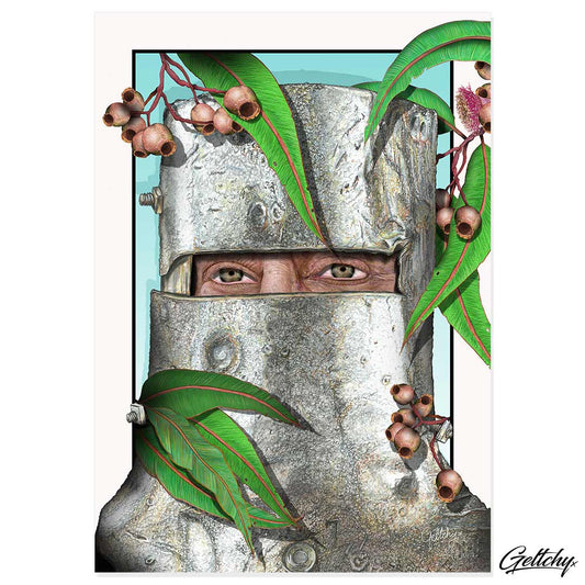 Geltchy | NED KELLY Notorious Australian Bushranger Iron Armour Portrait Man Cave Collectors Artwork Illustrated Art Prints