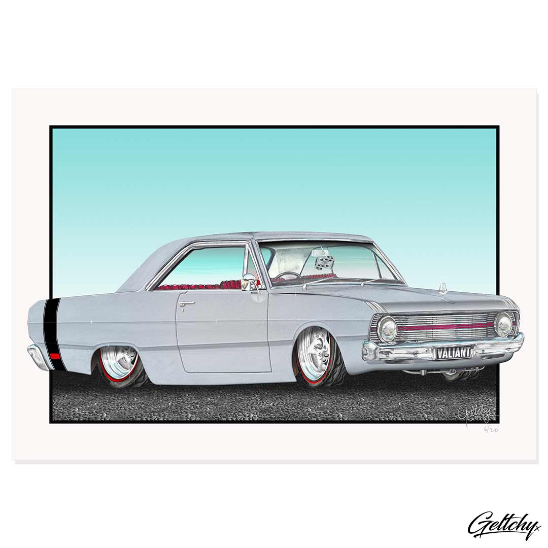 Geltchy | VF VALIANT Chrysler Hardtop Street Machine Muscle Car Man Cave Artwork Illustrated Auto Art Prints
