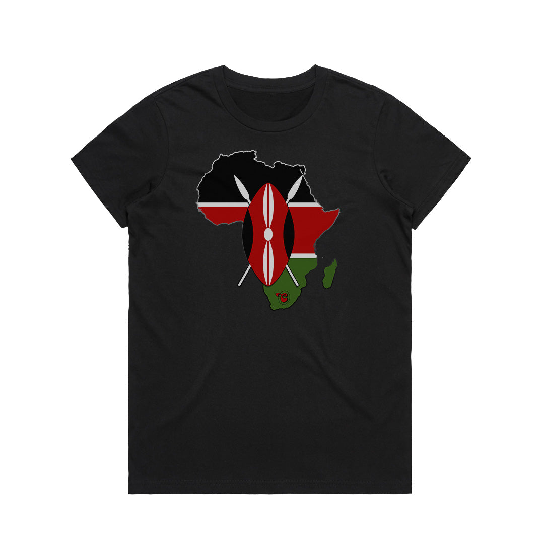 AFRICA Kenya Graphic Black Women's T-Shirt by Chogelicious