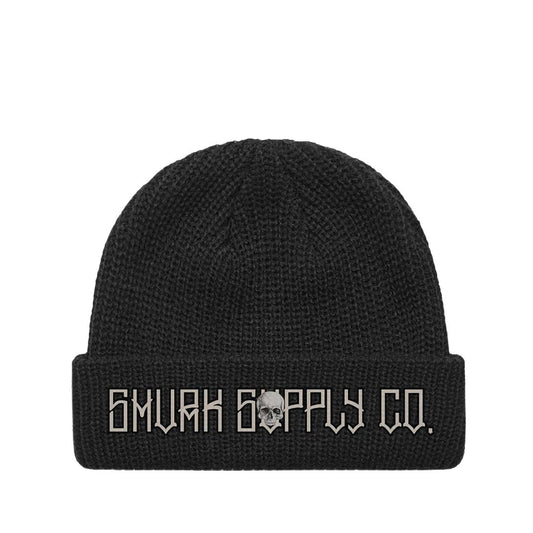 SMVRK Supply Co | BONEHEAD Black Cable Knit Beanie