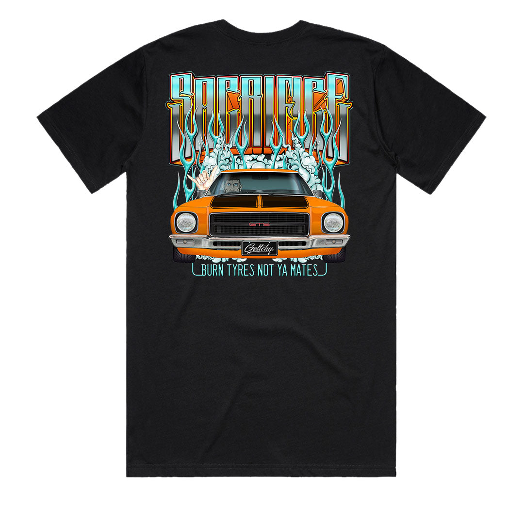 Geltchy | BURNOUT HQ Holden GTS Black Men's T-Shirt