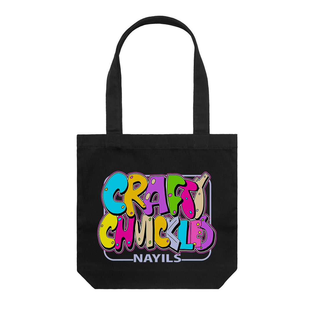 Crafty Chuckles | Logo Carry Tote Bag in Black