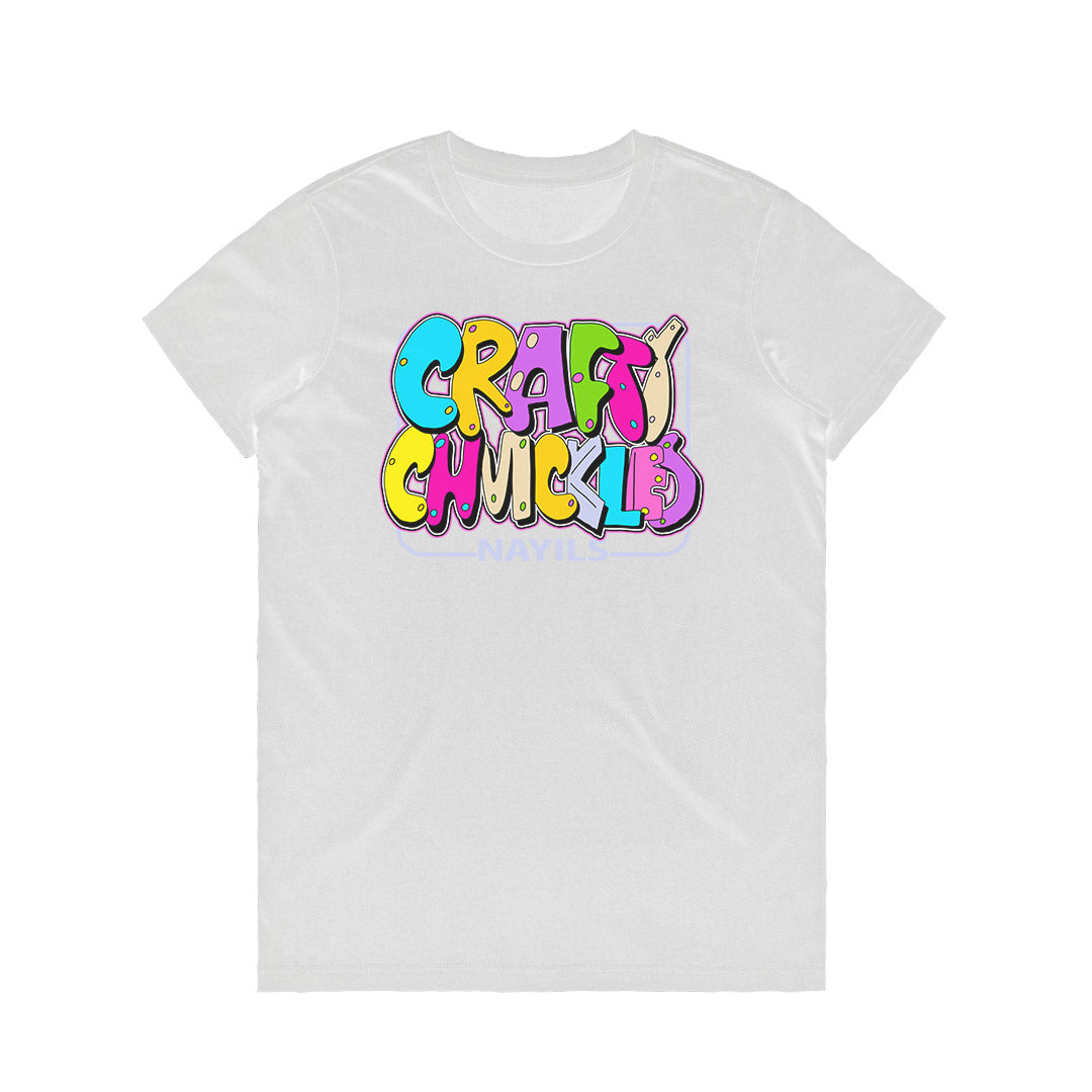 Crafty Chuckles | Women's White Graphic Logo T-Shirt