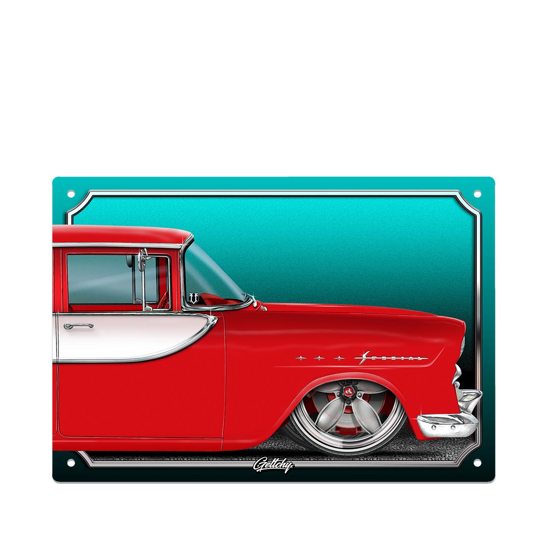 Geltchy | FB HOLDEN Special Slammed 1961 GMH Apache Red Street Machine Man Cave Aluminium Tin Sign