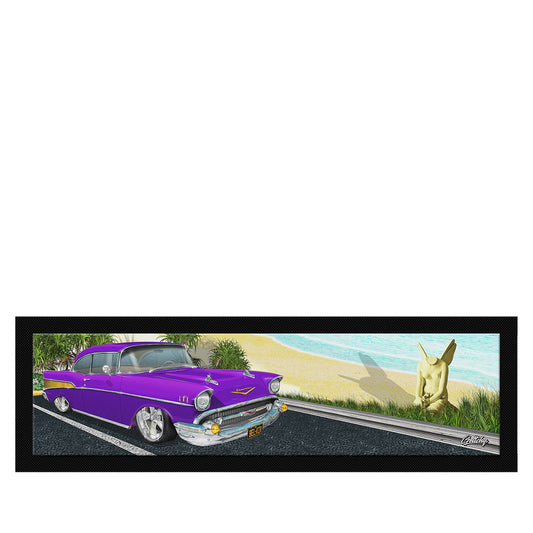 Geltchy | 1957 CHEVROLET Purple Bel Air Car Art Man Cave Bar Runner Mat