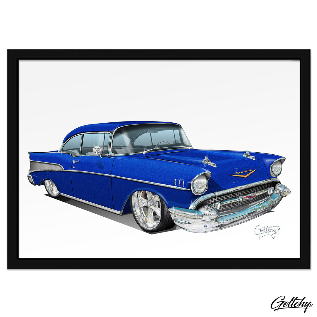 Geltchy | 57 Chevrolet Framed Commission Personalised Car Artwork Illustration