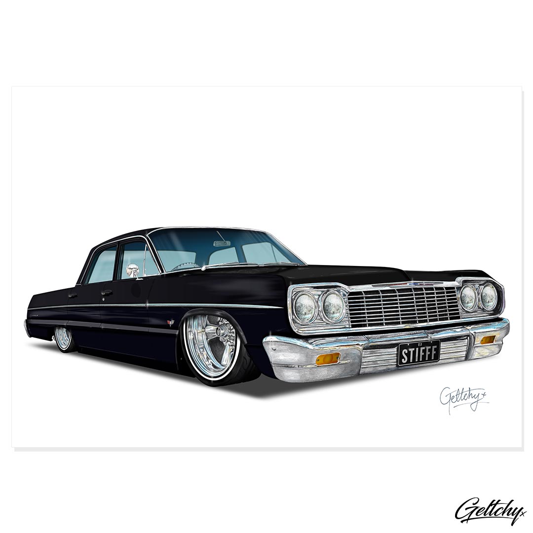 Geltchy | 64 Chevrolet Impala Commission Personalised Car Artwork Illustration