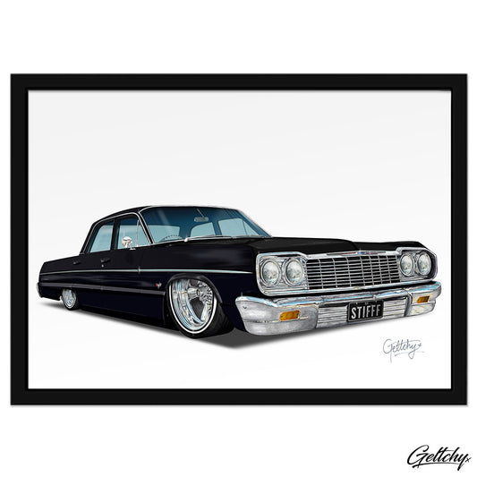 Geltchy | 64 Chevrolet Impala Framed Commission Personalised Car Artwork Illustration