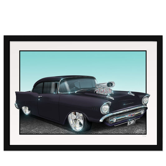 Geltchy | BLOWN 57 Running On Empty Film Car Movie 1957 Black Chevrolet Bel Air Street Machine Fine Art Prints Framed Artwork For Sale