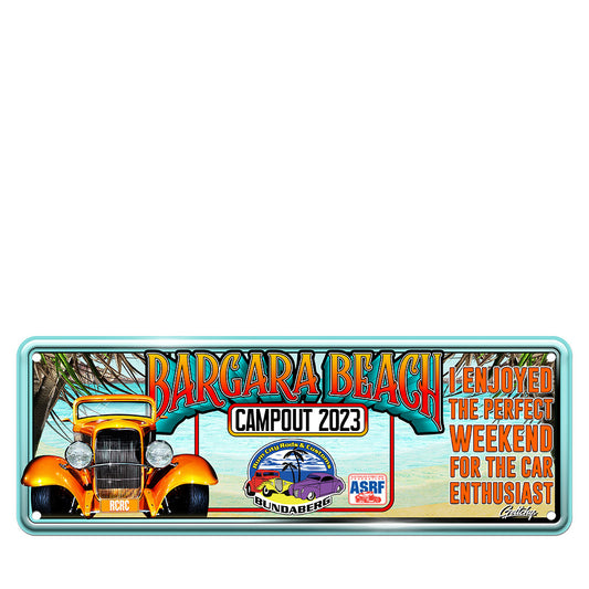Geltchy | Rum City Rods & Customs Bundaberg Bargara Beach Campout 2023 Novelty Event Number Plate