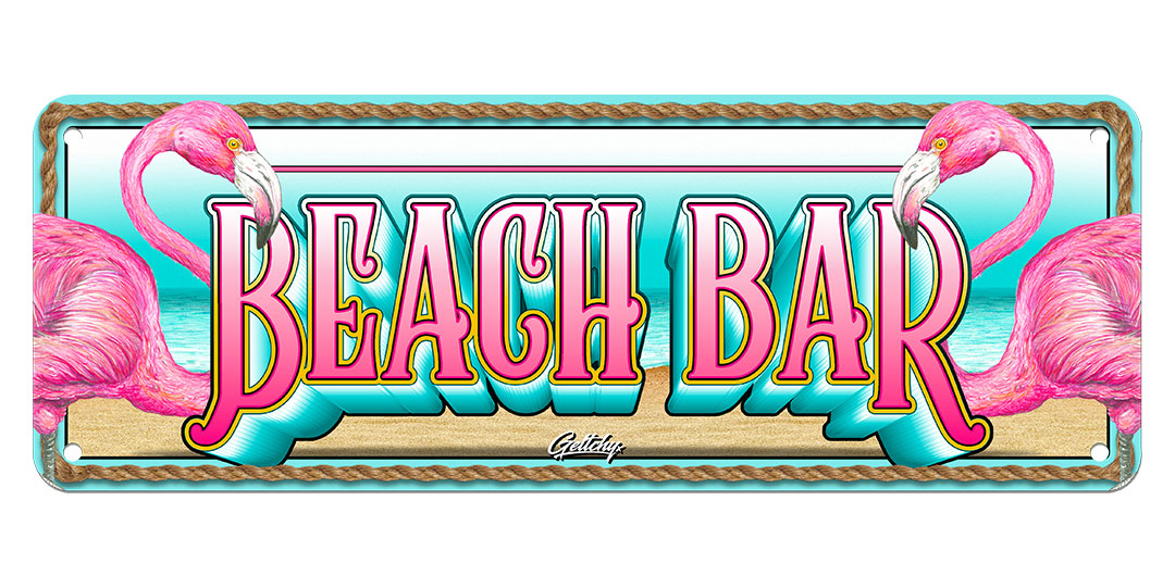 Geltchy | BEACH BAR Flamingo Novelty Aussie Number Plate Sign