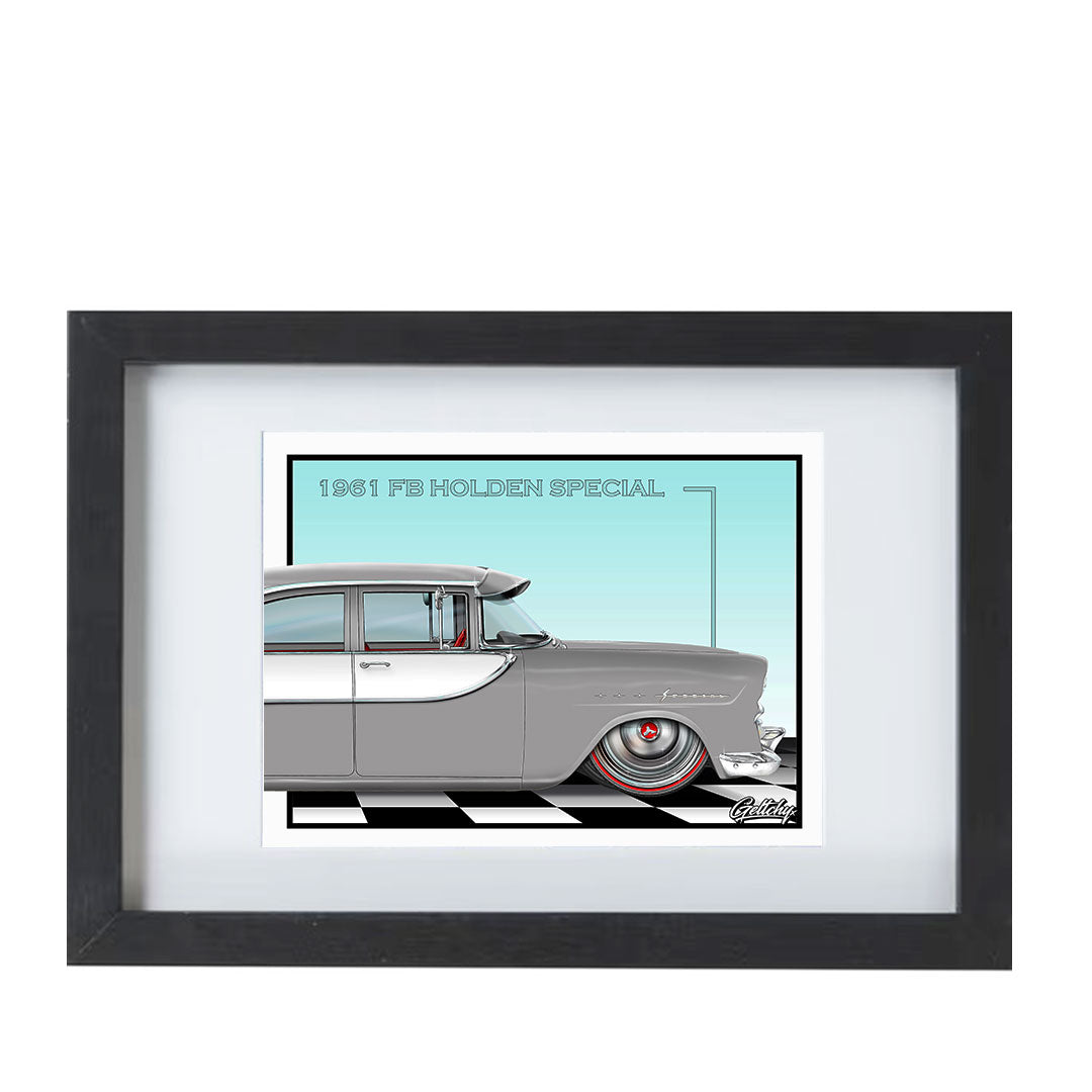 Geltchy | FB HOLDEN Special Slammed Corona Grey Custom Framed Auto Art Photo Card
