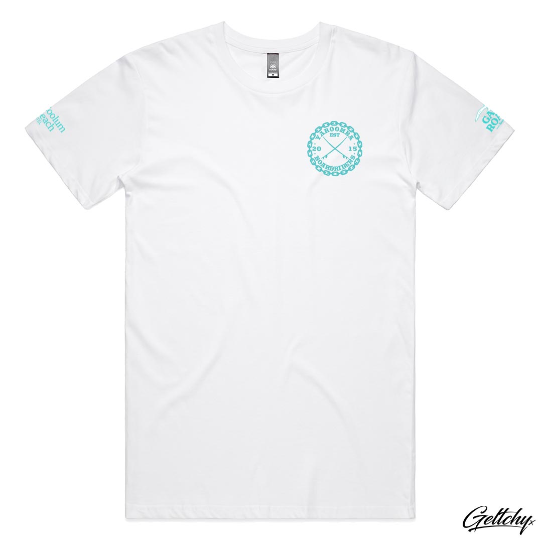 Geltchy | YAROOMBA Boardriders QLD 2023 Men's T-Shirt in White - Front Detail