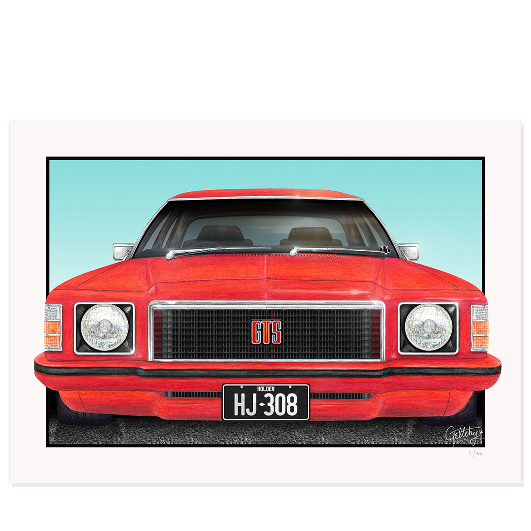 Geltchy | HJ Holden Monaro GTS Mandarin Red Street Machine Fine Art Prints