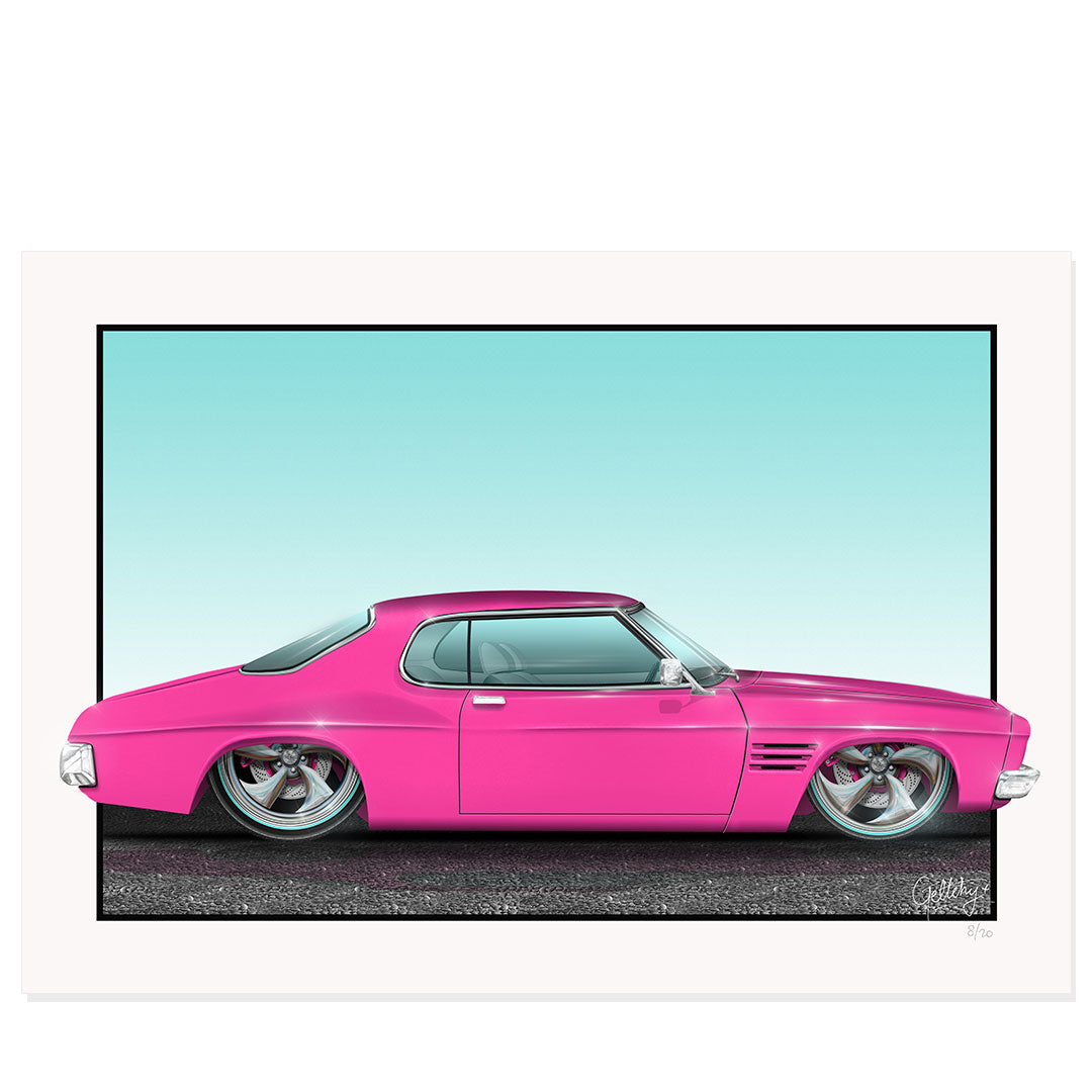 Geltchy | HQ GTS Monaro Holden Street Machine Man Cave Auto Artwork in Pink