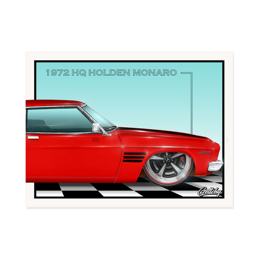 Geltchy | HQ HOLDEN GTS Monaro Salamanca Red Slammed Street Machine Auto Art Illustrated Photo Card