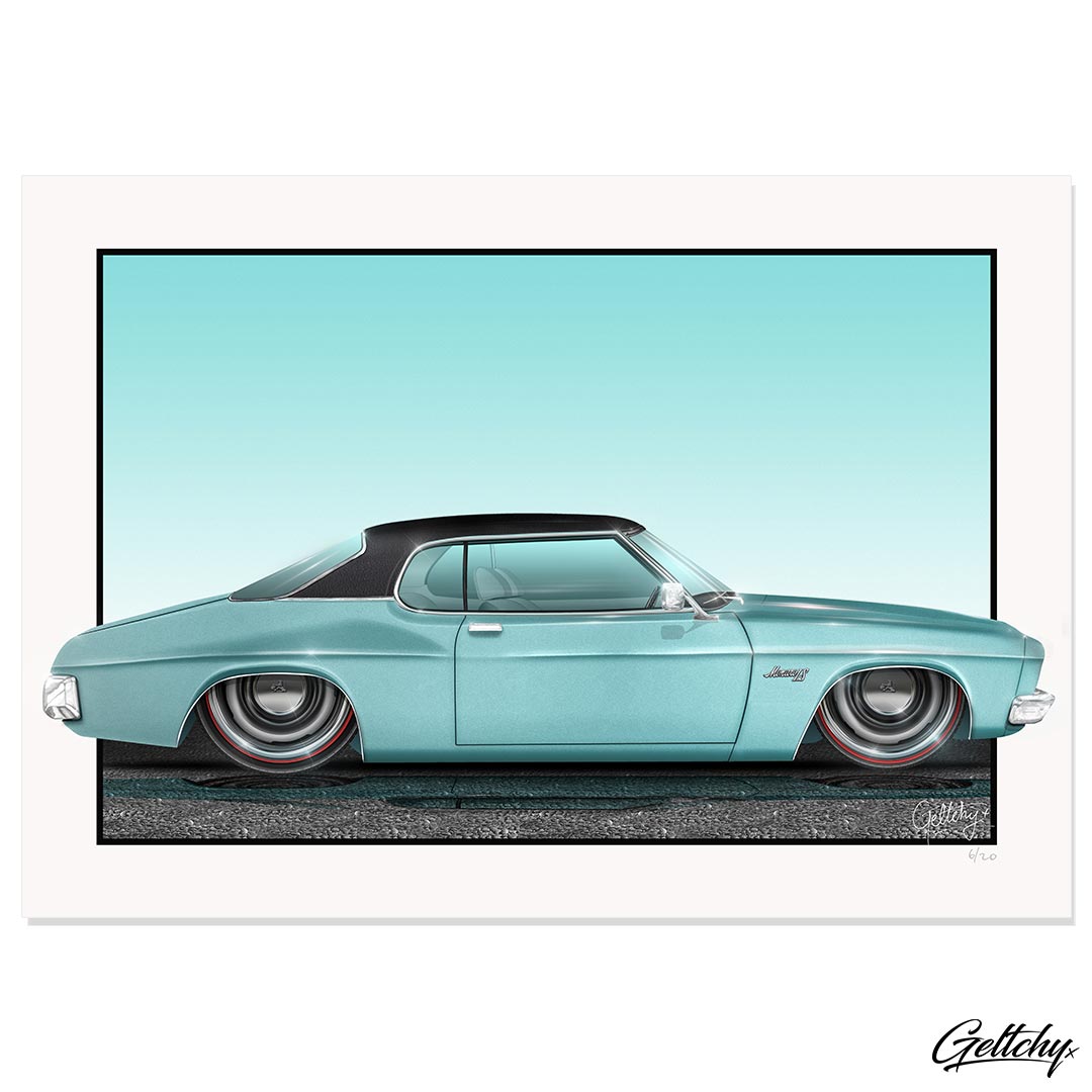 Geltchy | HQ Taormina Blue Monaro LS Auto Art Man Cave Artwork — a masterpiece for automotive enthusiasts Limited Edition Signed & Numbered Fine Art Print