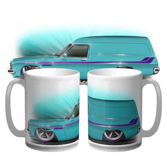 Geltchy | Holden HZ Sandman Turquoise Panel Van 15oz Street Machine Auto Art Coffee Mug