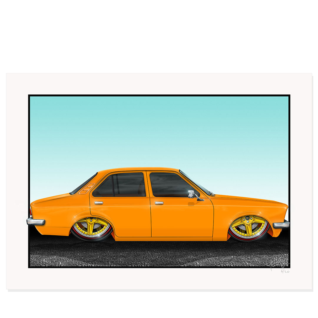 Geltchy | Holden TD Gemini Street Machine Auto Art Man Cave Print in Papaya Orange