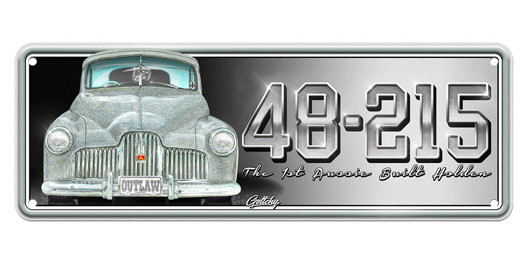 Geltchy | OUTLAW 48-215 FX HOLDEN Number Plate Street Machine Rat Rod Man Cave Auto Art Sign